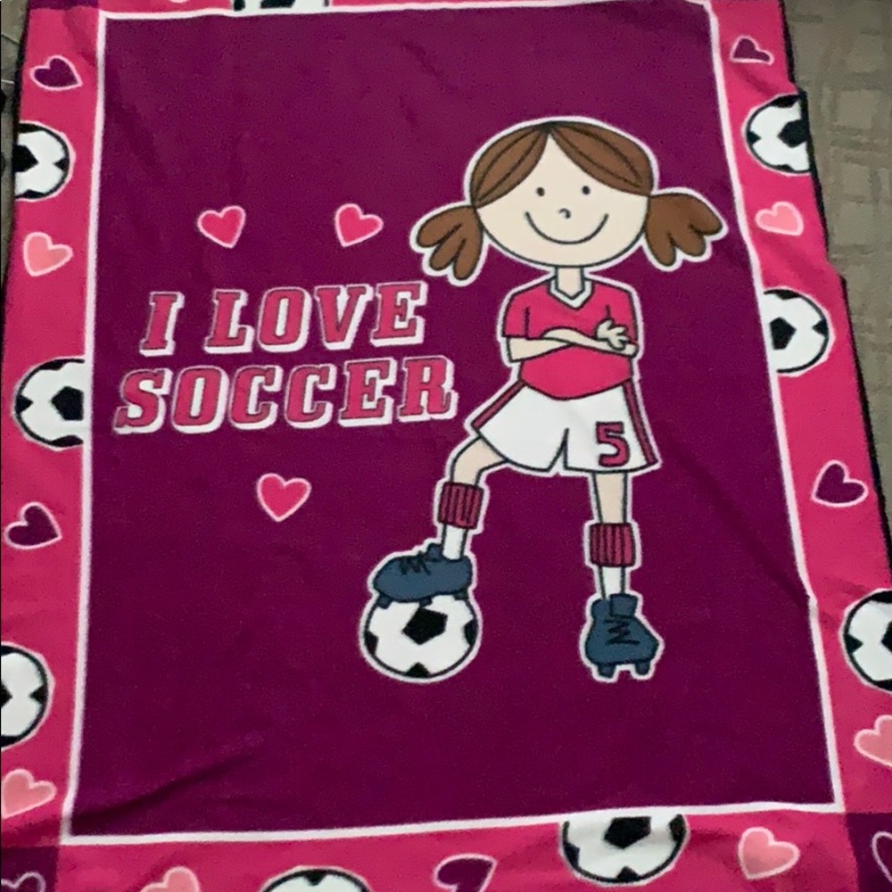 I LOVE SOCCER Fleece Blanket.